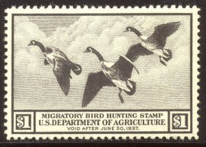 U.S. #RW3 Mint VF NH - 1936 $1.00 Canada Geese