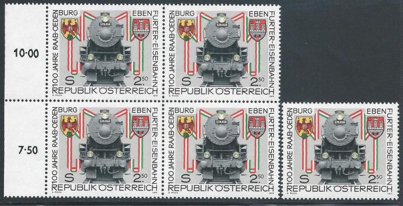 Austria #1139, MNH, Blk/4 + 1