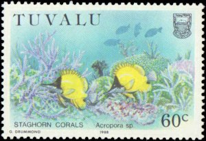 Tuvalu #465-468, Complete Set(4), 1988, Marine Life, Fish, Never Hinged