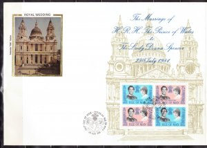 F2144   ISLE OF MAN   FDC # 199a      S/S      Marriage of Charles & DIana