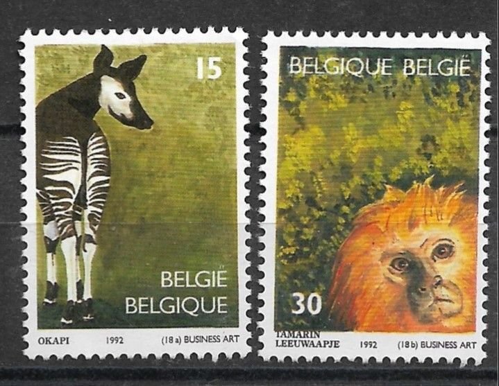 1992 Belgium 1470-1 Antwerp Zoo 150th Anniv.  MLH C/S of 2