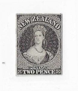 New Zealand Sc #2  2p  black proof on thick card with promo sheet VF