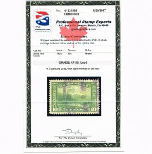 GENUINE CANADA SCOTT #155 XF USED PSE GRADED CERT 1928 GREEN WITH VIOLET CANCEL
