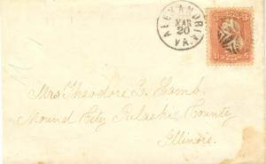 United States Virginia Alexandria c1865 fancy geometric  3c Washington 1861 I...