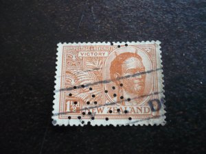 Stamps - New Zealand - Scott# 167 - Used Part Set of 1 Stamp - Perfin