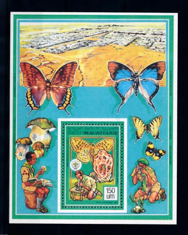 [70770] Mauritania 1991 Butterflies Scouting Mushrooms Souvenir Sheet MNH