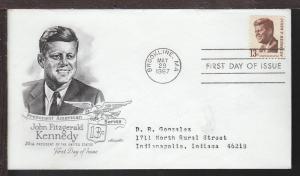 US John F Kennedy 1967 Artmaster Typed FDC BIN 14628