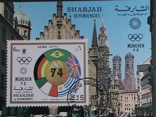 SHARJAH 1972- OLYMPIC GAMES-MUNICH'72-WORLD CUP SOCCER CTO S/S SHEET VERY FINE