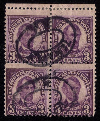 US Sc 635a Used Zip Block Of FourMisperfBright VioletFine