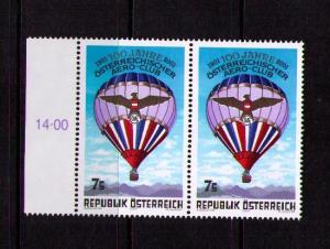 AUSTRIA Sc# 1846 MNH FVF PAIR Aero Club Hot Air Balloon