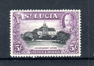 St Lucia 1936 5s Government House SG 123 MH