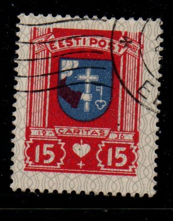 Estonia Sc B29 1936 Parnu Coat of Arms Charity stamp used