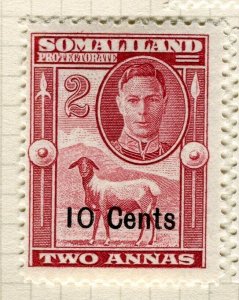 SOMALILAND; 1950s early GV IV surcharged issue Mint hinged 10c. value