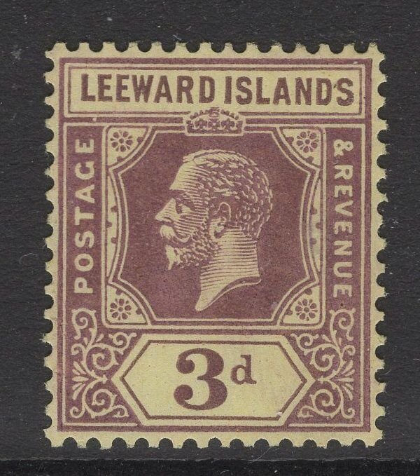 LEEWARD ISLANDS SG69 1927 3d PURPLE/YELLOW MTD MINT