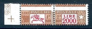 Postal parcels Lire 2.000 - displaced perforated variety