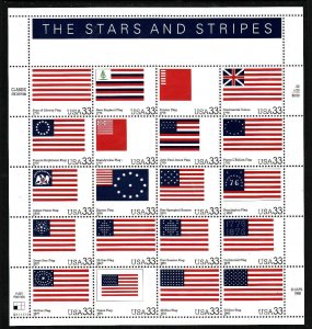 USA-Sc#3403- id12-unused NH sheet-Flags-Stars & Stripes-2000-