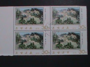 KOREA-1975- SC#1335-PAINTING-MT.PAEKGUM CTO LARGE JUMBO STAMP BLOCK VERY FINE