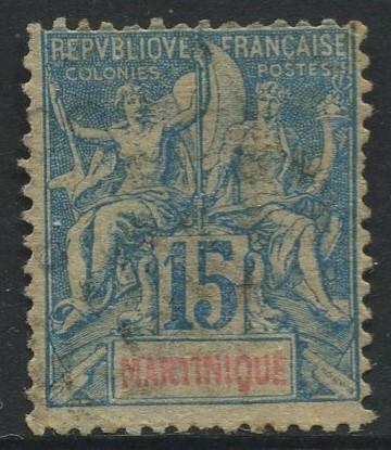 Martinique -Scott 40 - Navigation - 1892 - FU- 15c Stamp