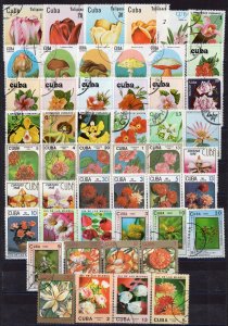 CUBA - Flora - Flowers - Rose - Mushrooms - Orchids - 50 Different used stamps