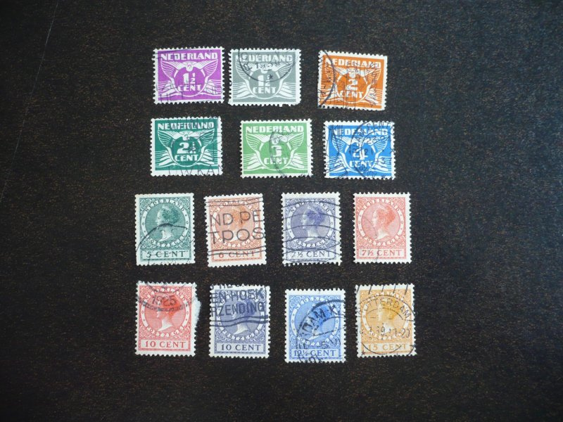 Stamps-Netherlands- Scott#166-175,177,178,180,182-Used Part Set of 14 Stamps