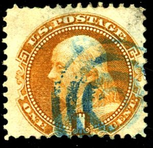 U.S. #112 Used blue target Cancel