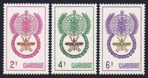 Cambodia 106-108,B11-B12,MNH.Michel 137-139,158-159. WHO drive against Malaria.