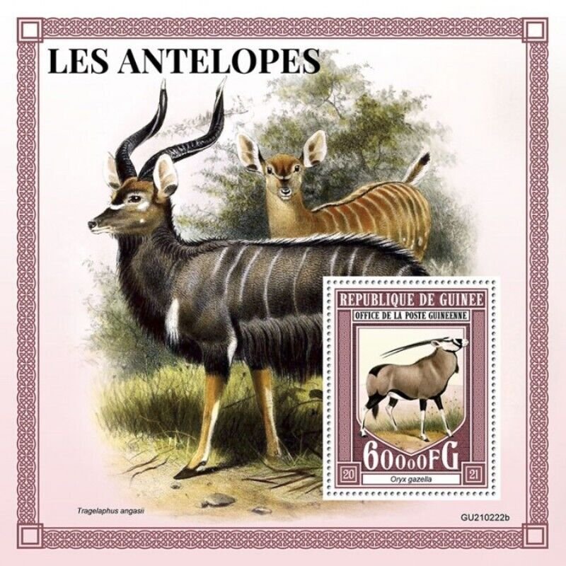 Guinea - 2021 Antelopes, Gemsbok - Stamp Souvenir Sheet - GU210222b 