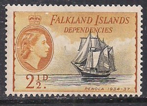 Falkland Islands 1954 QE2 2 1/2d Dependencies MLH SG G30 ( C591 )