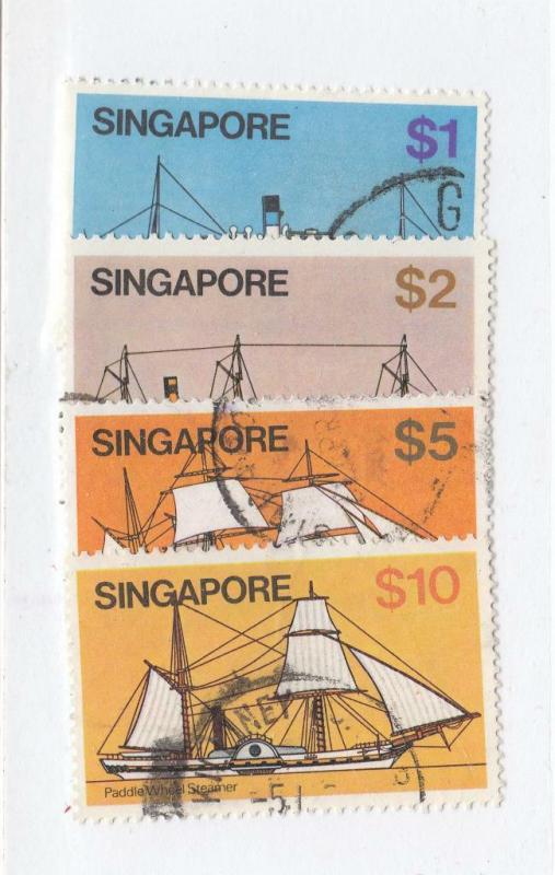 SINGAPORE # 345-348 VF-HIGH VALUES LIGHT USED CAT VALUE $16.15