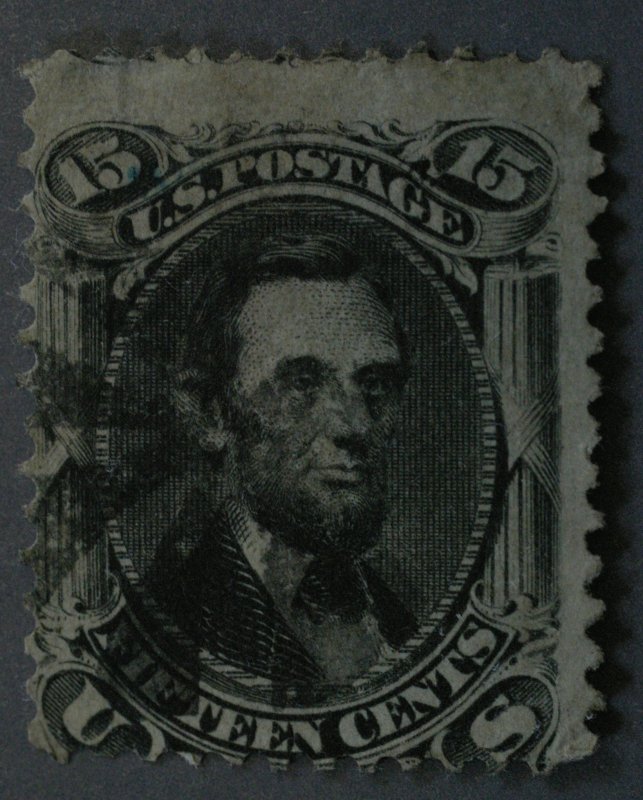 United States #77 15 Cent Lincoln Geometric Cancel Used Small Thin