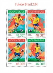 Mozambique - 2014 Football Brazil 2014 - 4 Stamp Sheet - 13A-1452