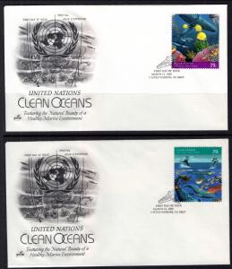 UN New York 603-604 Clean Oceans Artcraft Set of Two U/A FDC