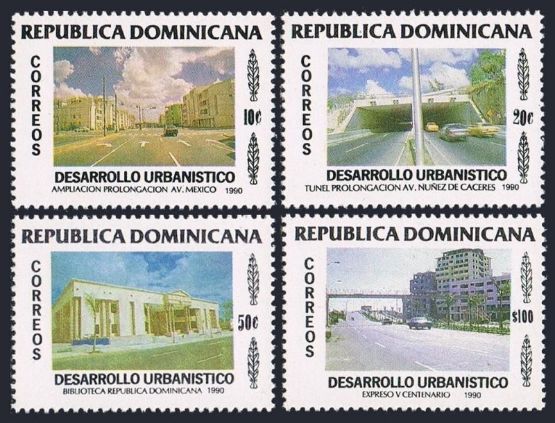 Dominican Rep 1081-1084,MNH.Michel 1612-1615. Urban Renewal,1990.Highway,Library