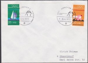 GERMANY 1972 Olympic Games cover special pmk WRESTLING.....................A2913