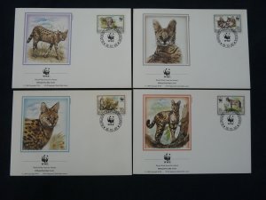 WWF wild cat serval set of 4 FDC Burundi 1992 (-50% for 10 sets or more)