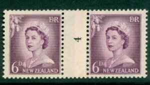 New Zealand 1956 QEII Redrawn 6d Mauve Coil Join #4 Upwards  MH/MUH Lot25621