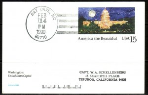 USA America the Beautiful Waschington. Bat Cave Postal Card Stationary/ used