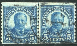 602 5c Roosevelt Joint Line Pair Used