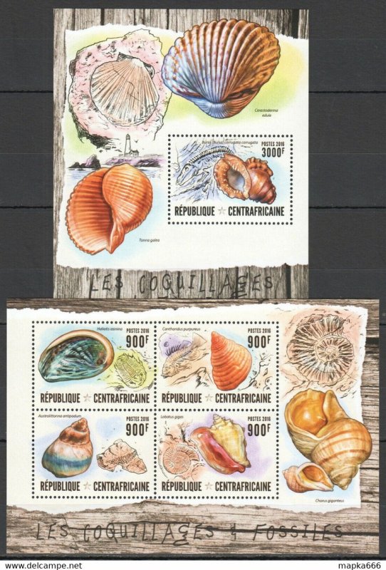 2016 Central Africa Fauna Marine Life Seashells Les Coquillages Kb+Bl ** Ca022
