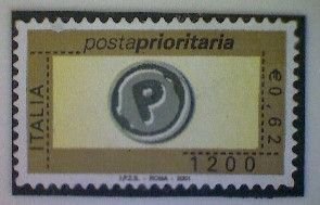 Italy, Scott #2393, 2001, used (o), Priority Mail, 1200Lira