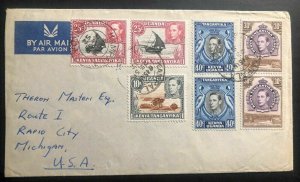 1952 Kampala Uganda British KUT Airmail Cover To Rapid City MI USA