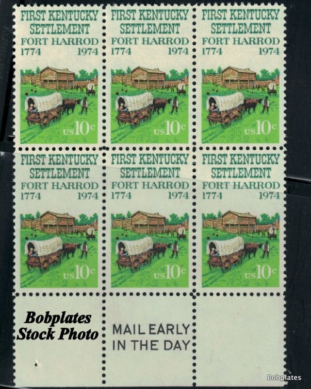 FORT HARROD 1974 KENTUCKY MNH Mail Early Block of 6 US Sc #1542 