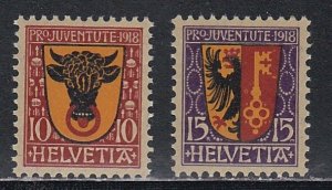 Switzerland # B10-11 Coats of Arms, Mint LH, 1/2 Hinged Cat.