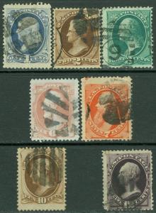 USA : 1873. Scott #156-62 Used. PO Fresh. A few very tiny faults. Catalog $314.