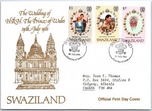 FIRST DAY COVER ROYAL WEDDING PRINCE CHARLES & PRINCESS DIANA SWAZILAND 1981