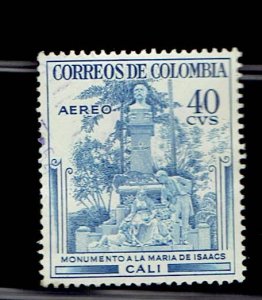 COLOMBIA SCOTT#C245 1954 GEORGE ISAACS MONUMENT, CALI - USED