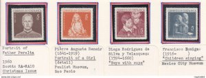 Arg143_2 1960 Costa Rica Compulsory Surcharge Art Paintings Michel #7-10 1Set...