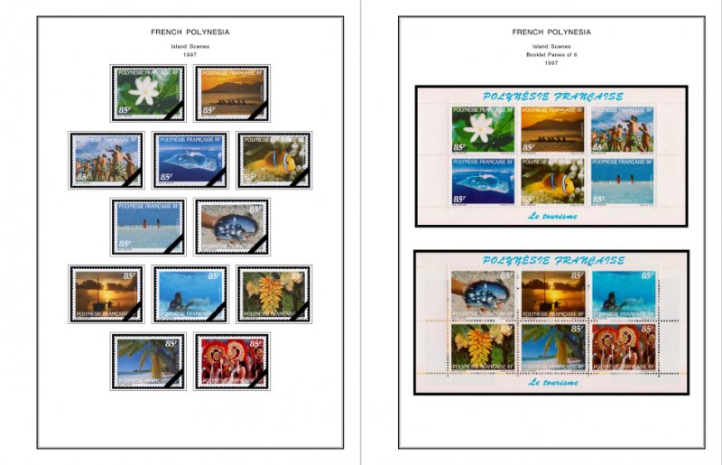 COLOR PRINTED FRENCH POLYNESIA 1892-2010 STAMP ALBUM PAGES (195 illustr. pages)