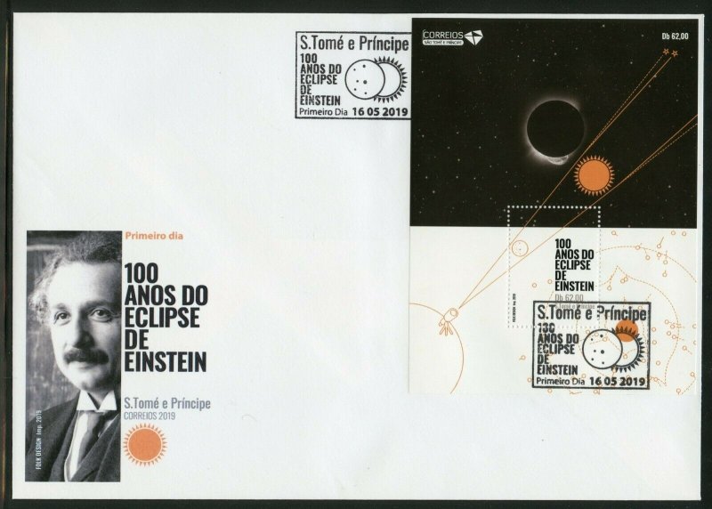 SAO TOME 2019 100th ANNIVERSARY OF THE EINSTEIN ECLIPSE SOUVENIR  SHEET FDC