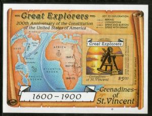 St. Vincent Grenadines 1988 Great Explorers Map Sextant IMPERF Sc 604 M/s MNH...